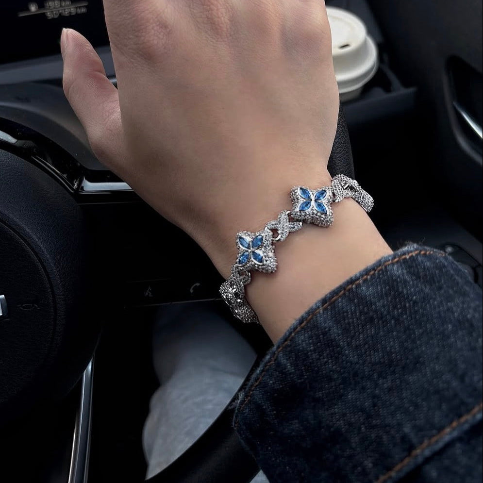 【Ice137】Velour Flower Link Bracelet
