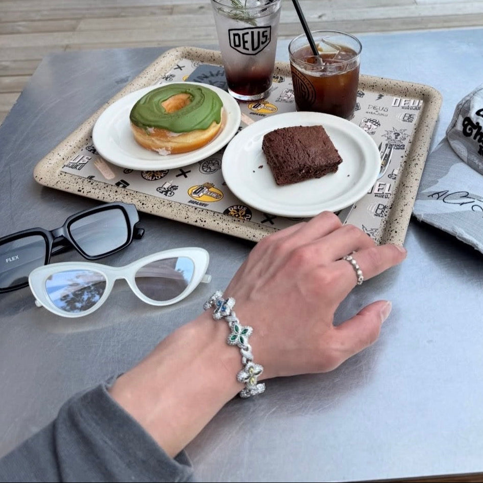 【Ice137】Velour Flower Link Bracelet