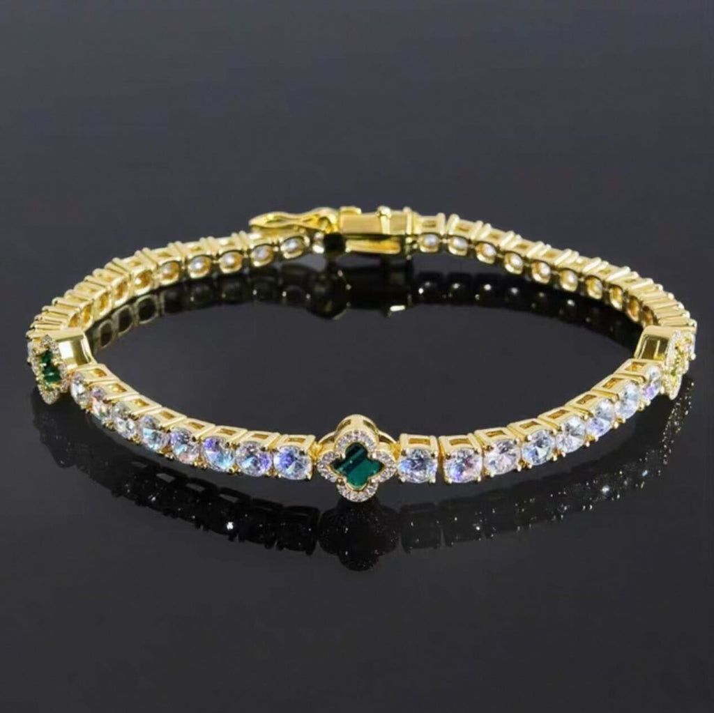 【Ice63】Clover Tennis Chain Bracelet