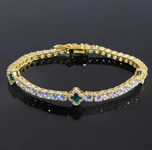 【Ice63】Clover Tennis Chain Bracelet