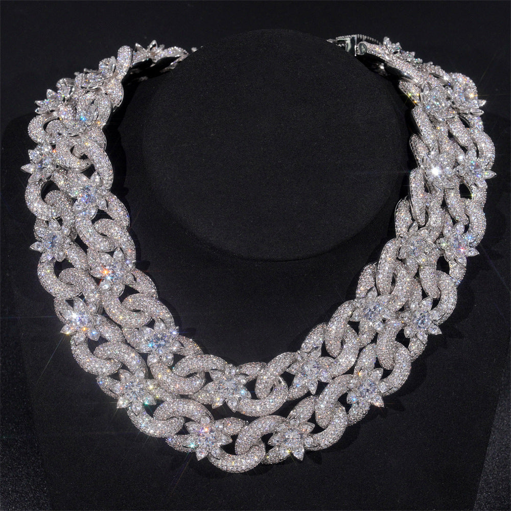 【Ice143】Iced Blossom Cuban Chain Necklace