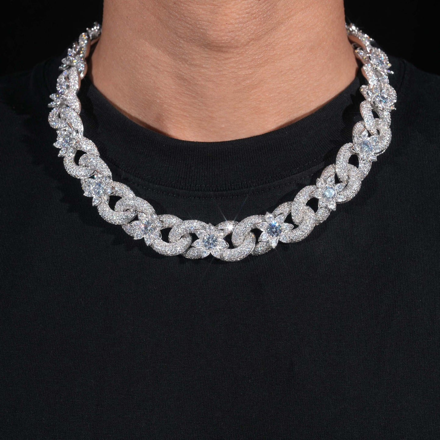 【Ice143】Iced Blossom Cuban Chain Necklace