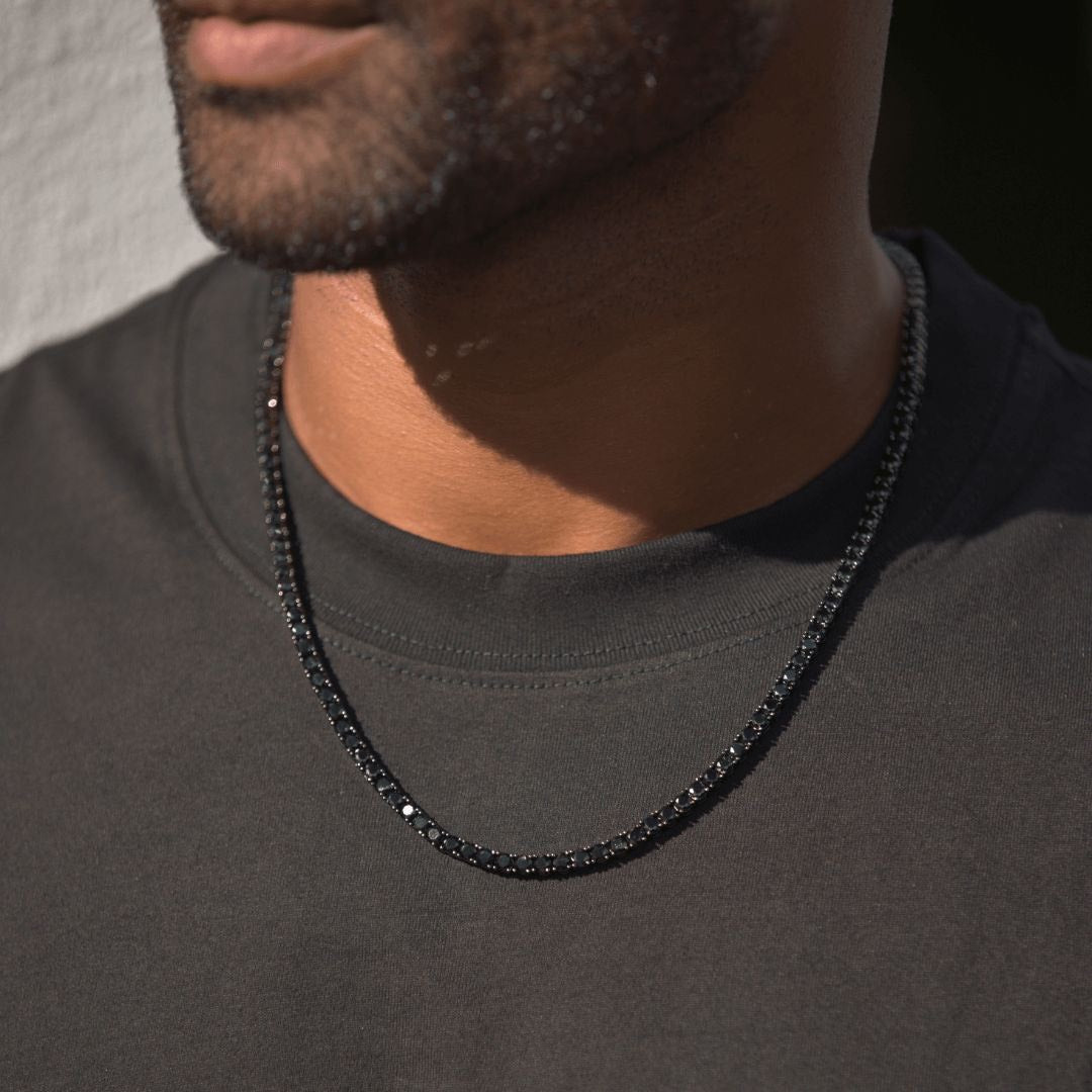 【Ice130】Black Moissanite Tennis Chain Necklace