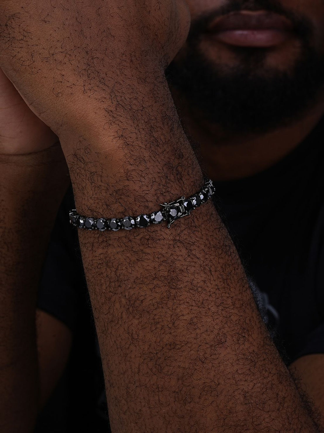 【Ice130】Black Moissanite Tennis Chain Necklace