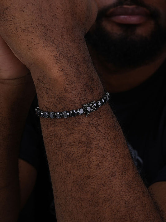 【Ice129】Black Moissanite Tennis Chain Bracelet