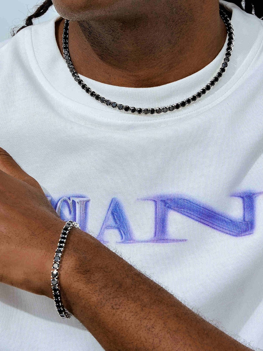 【Ice130】Black Moissanite Tennis Chain Necklace