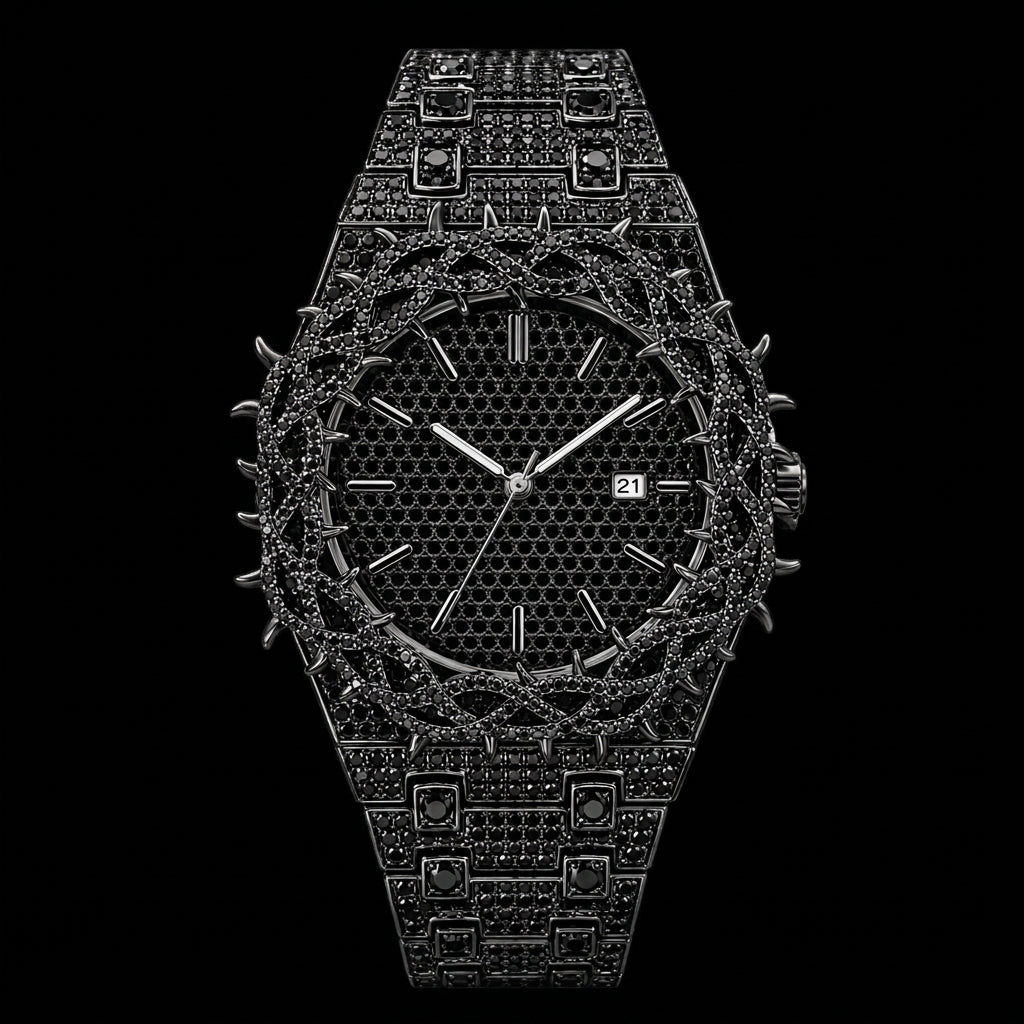 Spiked Royal Watch Black アナログ表示 / 日付表示 / 六角形ケース