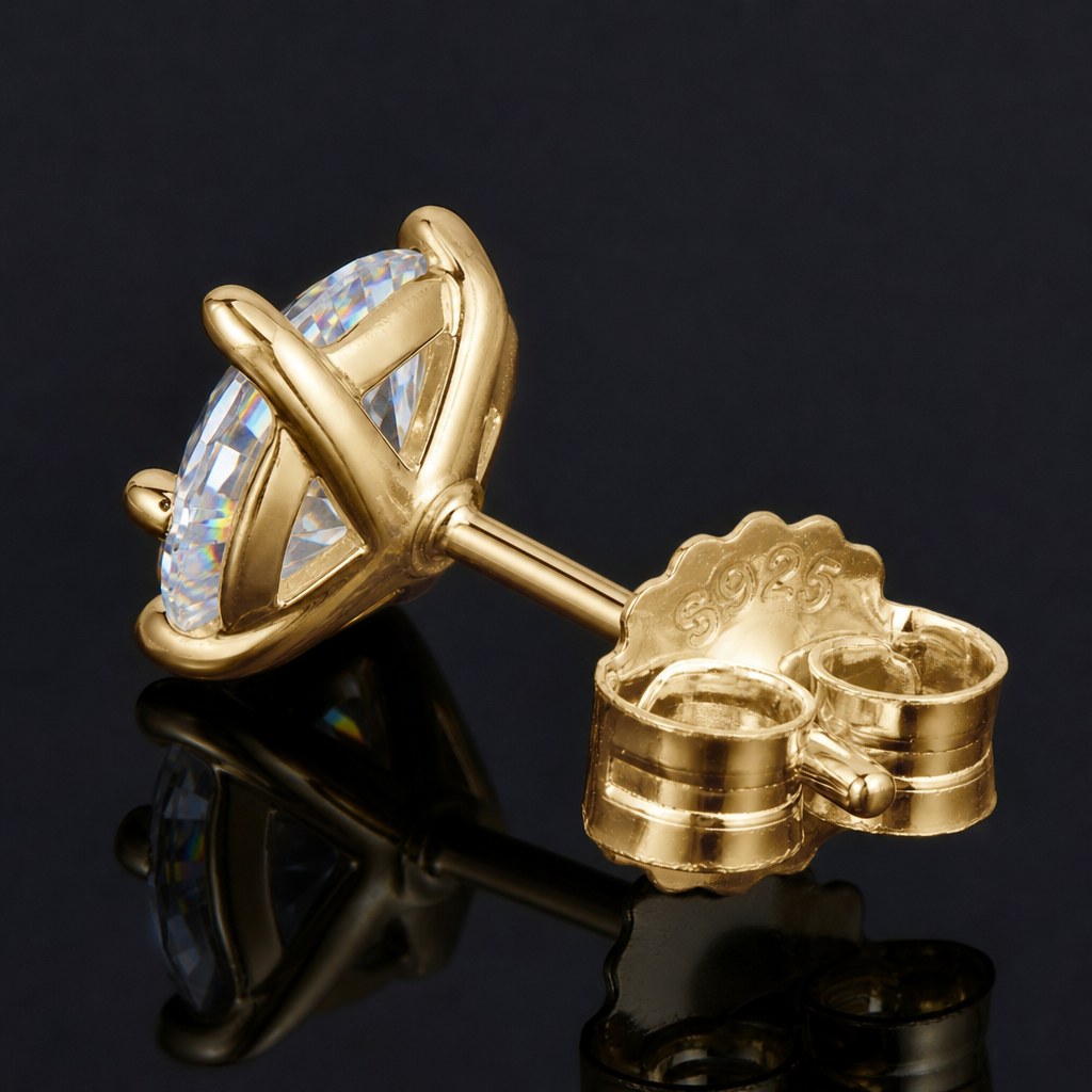【Ice102】Aurora Shine Pierce【Moissanite】 石留め・留め具・細部が分かるディテール画像