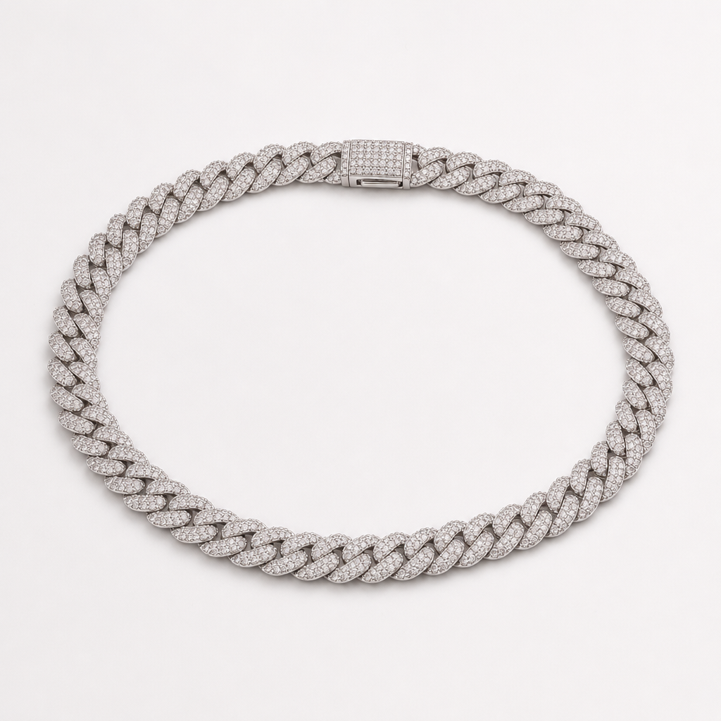 【Ice103】Iced Out Prong Chain Necklace【Moissanite/8mm】 全体が分かる商品画像