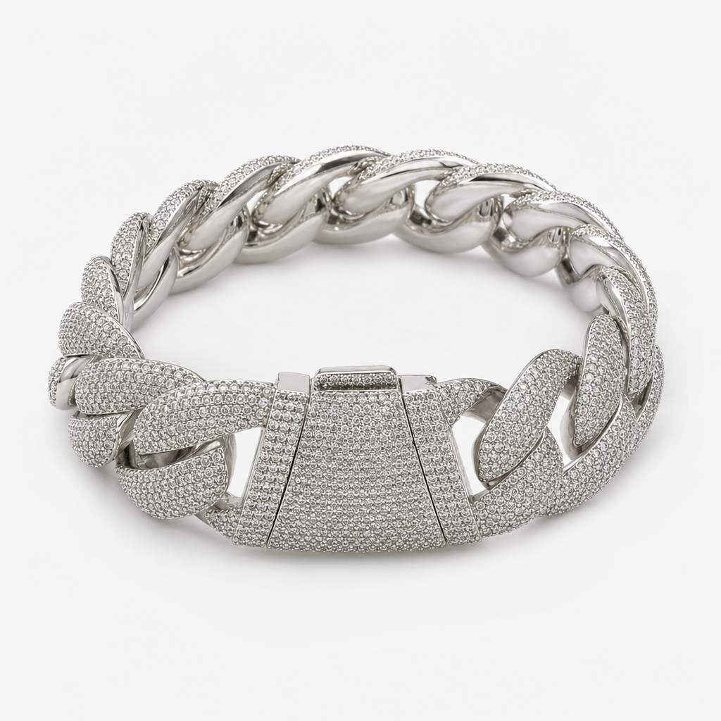 【Ice105】Iced Out Miami Cuban Chain Bracelet (24mm) 全体が分かる商品画像