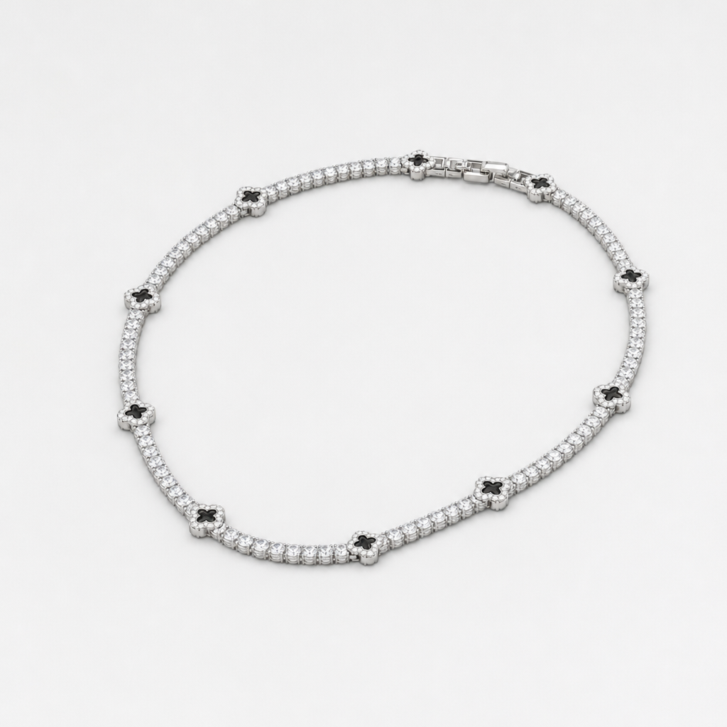【Ice106】Clover Tennis Chain Necklace 全体が分かる商品画像