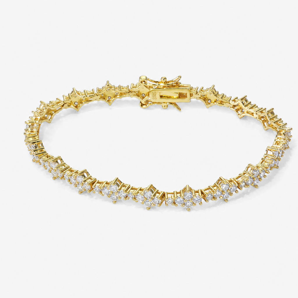【Ice107】Triple Cut Tennis Chain Bracelet【Moissanite】 全体が分かる商品画像