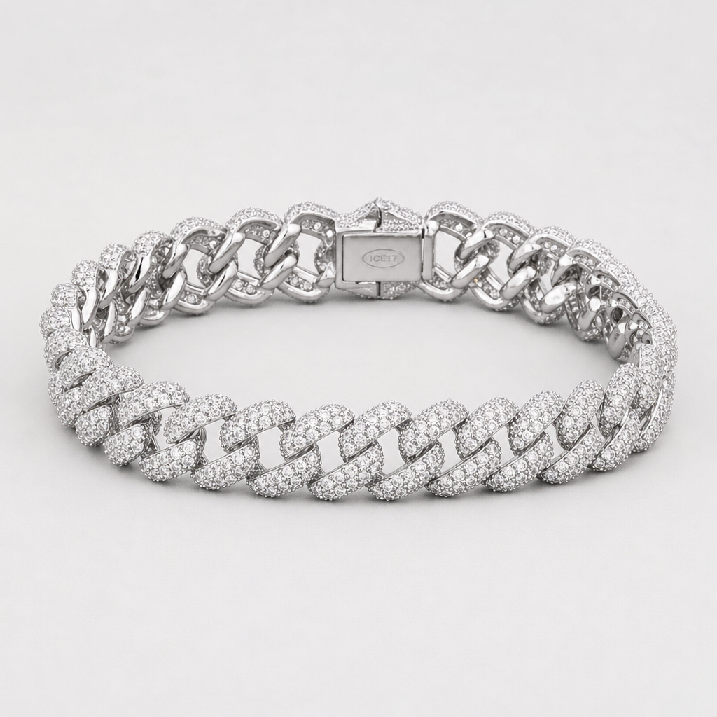 【Ice117】Iced Out Prong Chain Bracelet(9mm) 全体が分かる商品画像