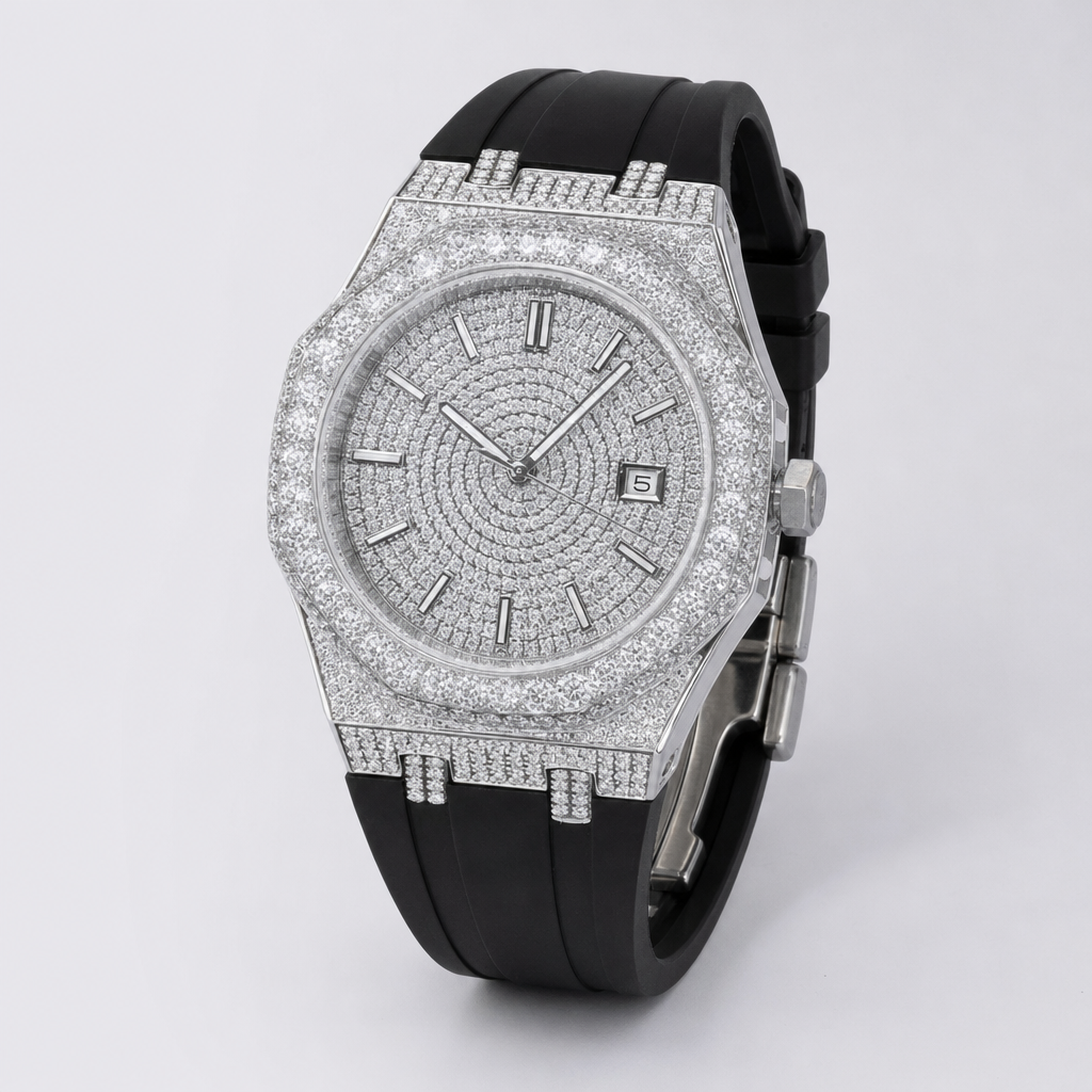 【Ice131】Royal Ice Diamond Watch【Moissanite/White Gold】 全体が分かる商品画像