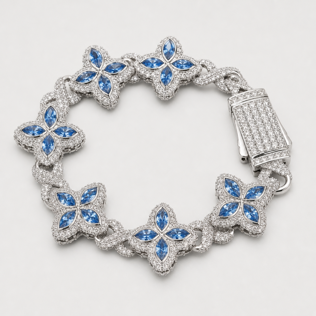 【Ice137】Velour Flower Link Bracelet 全体が分かる商品画像