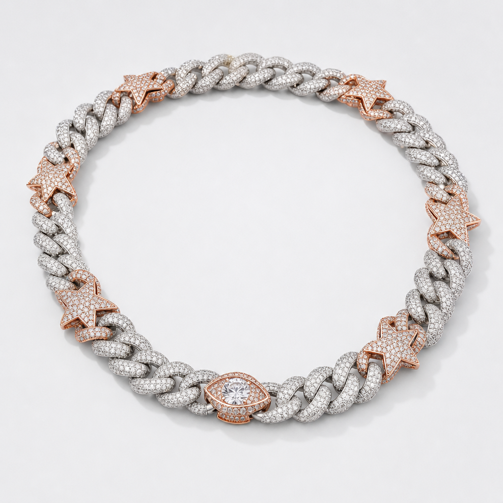 【Ice139】Star Blaze Miami Chain Necklace 全体が分かる商品画像