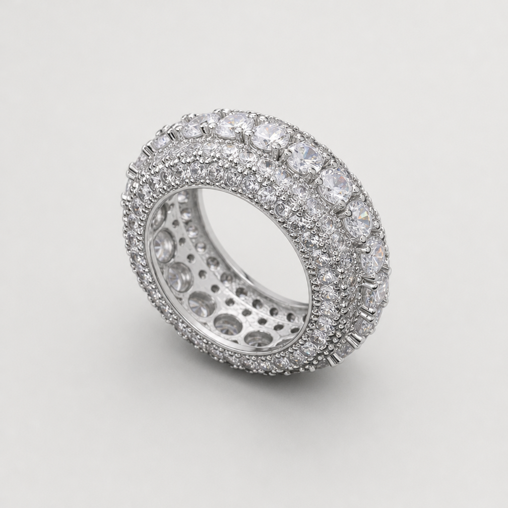 【Ice14】Tennis Iced Out Cubic Zircon Ring 全体が分かる商品画像