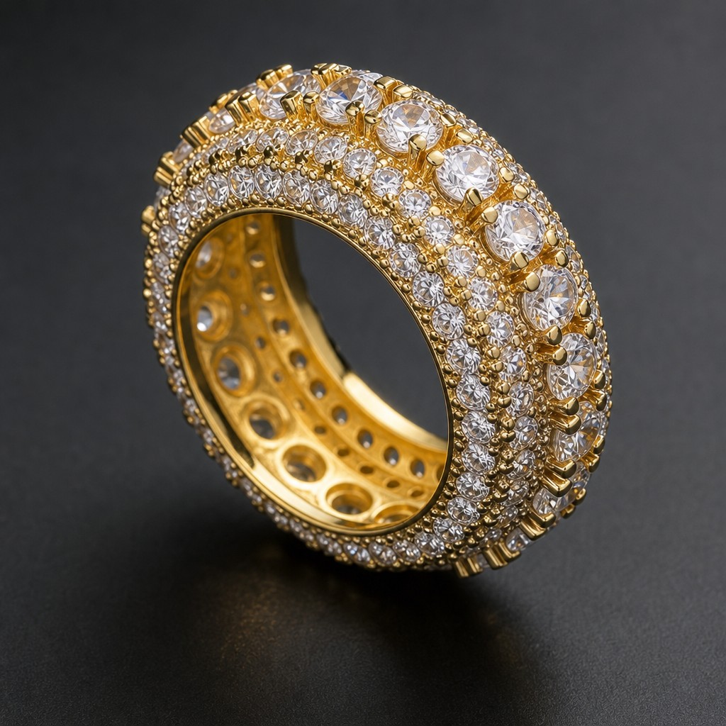 【Ice14】Tennis Iced Out Cubic Zircon Ring 石留め・留め具・細部が分かるディテール画像