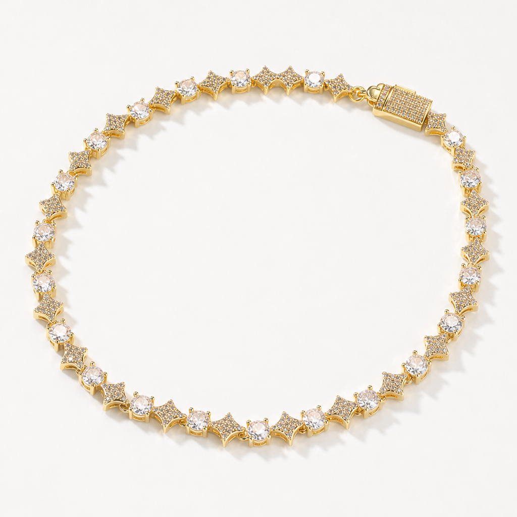 【Ice142】Starry Tennis Chain Necklace 全体が分かる商品画像