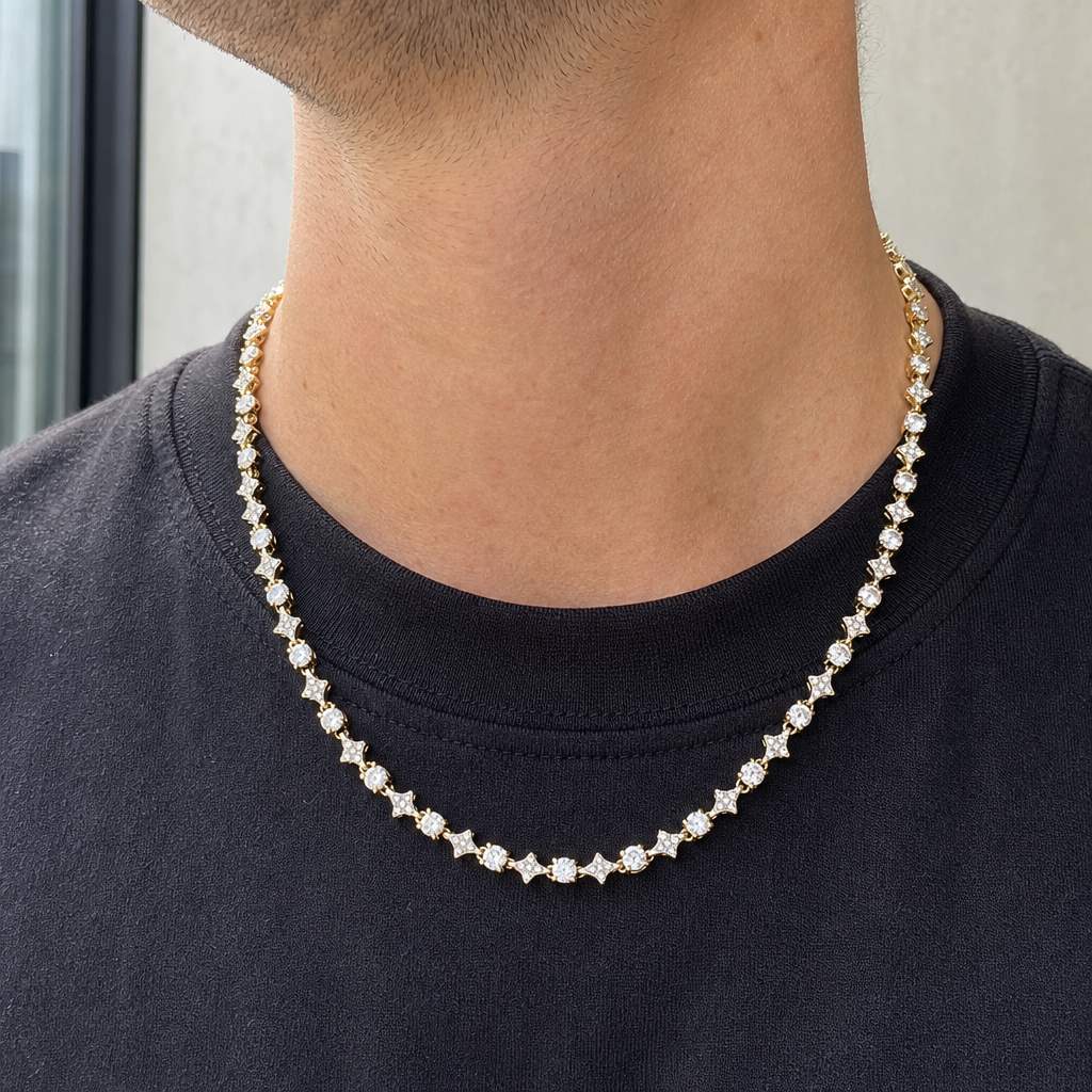 【Ice142】Starry Tennis Chain Necklaceを着用した自然なUGC画像