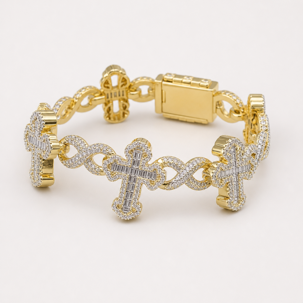 【Ice145】Eternal Cross Cuban Bracelet 全体が分かる商品画像
