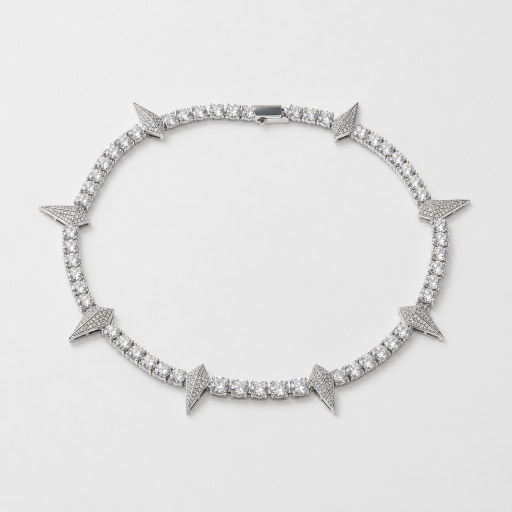 【Ice146】Iced Out Paper Plane Tennis Chain Necklace 全体が分かる商品画像