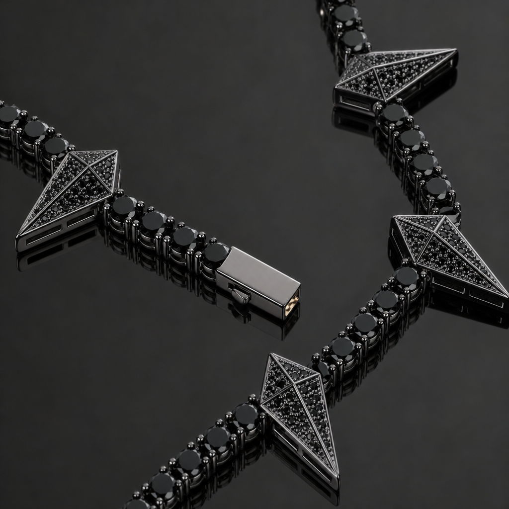 【Ice146】Iced Out Paper Plane Tennis Chain Necklace 石留め・留め具・細部が分かるディテール画像