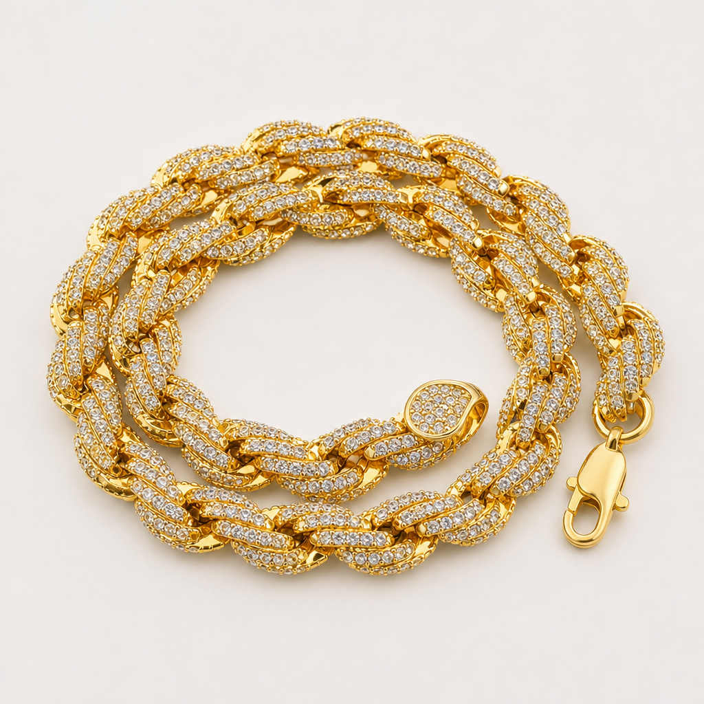【Ice147】Iced Twist Rope Chain Necklace 全体が分かる商品画像