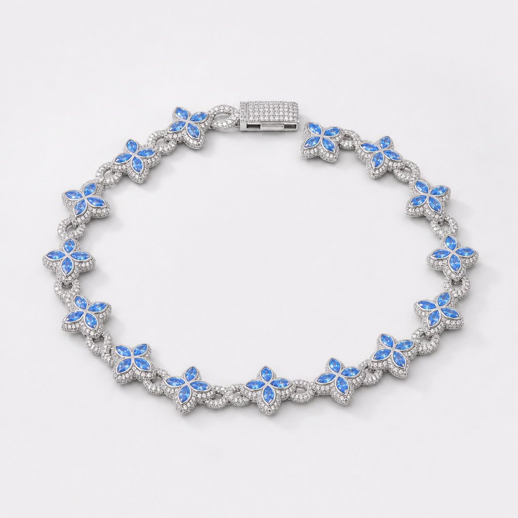 【Ice148】Velour Flower Link Necklace 全体が分かる商品画像
