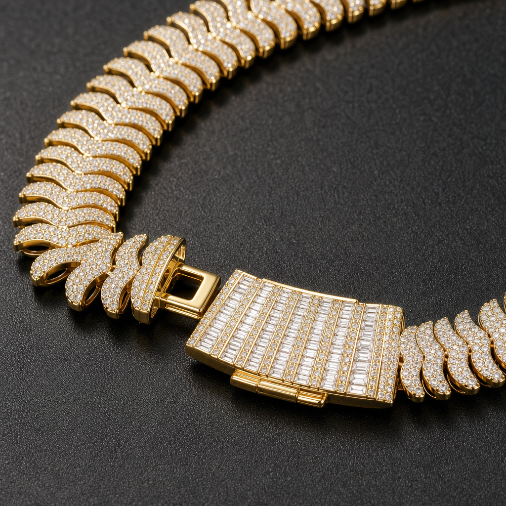 【Ice152】Iced Snake Chain Bracelet 石留め・留め具・細部が分かるディテール画像