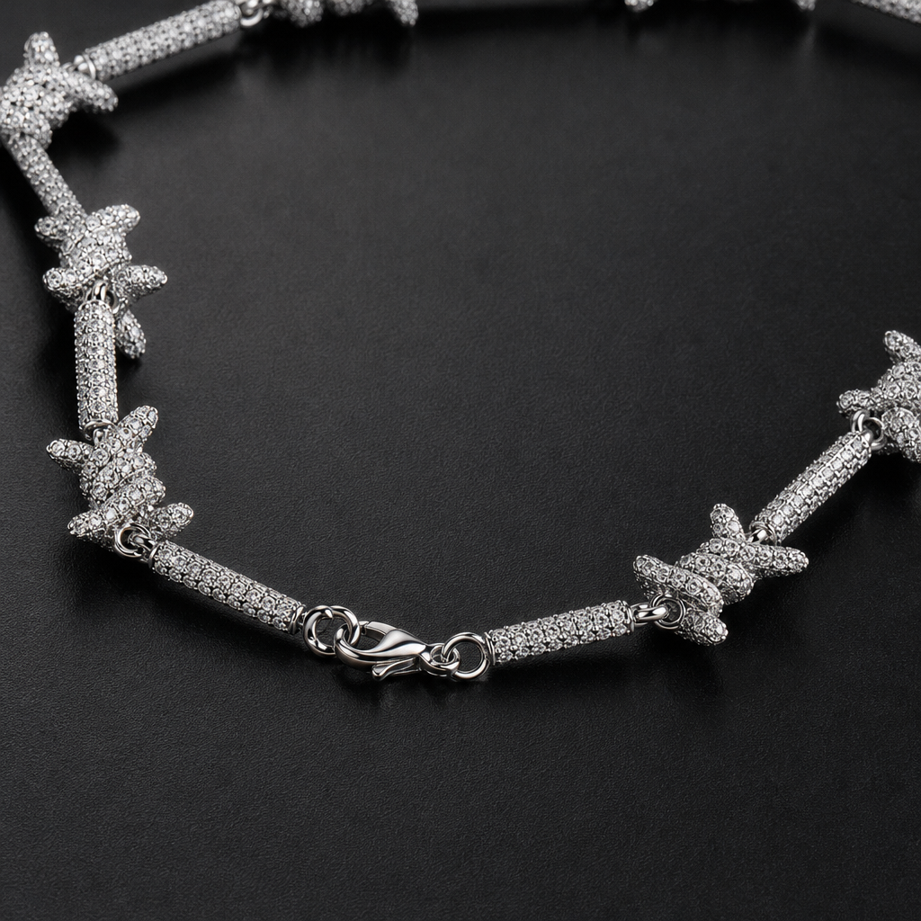 【Ice156】Spike Ice Necklace 石留め・留め具・細部が分かるディテール画像