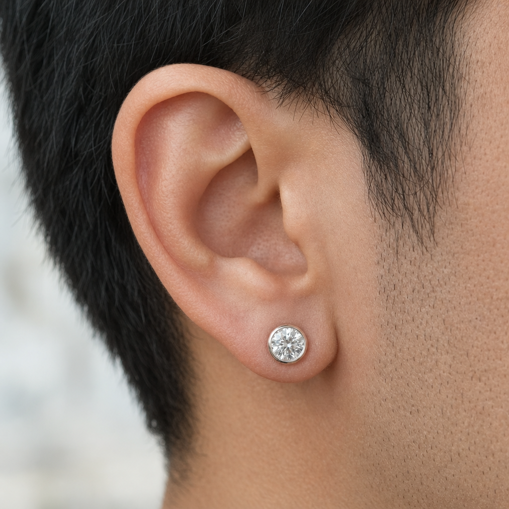 【Ice157】Solitaire Ice Stud 【Moissanite】を着用した自然なUGC画像