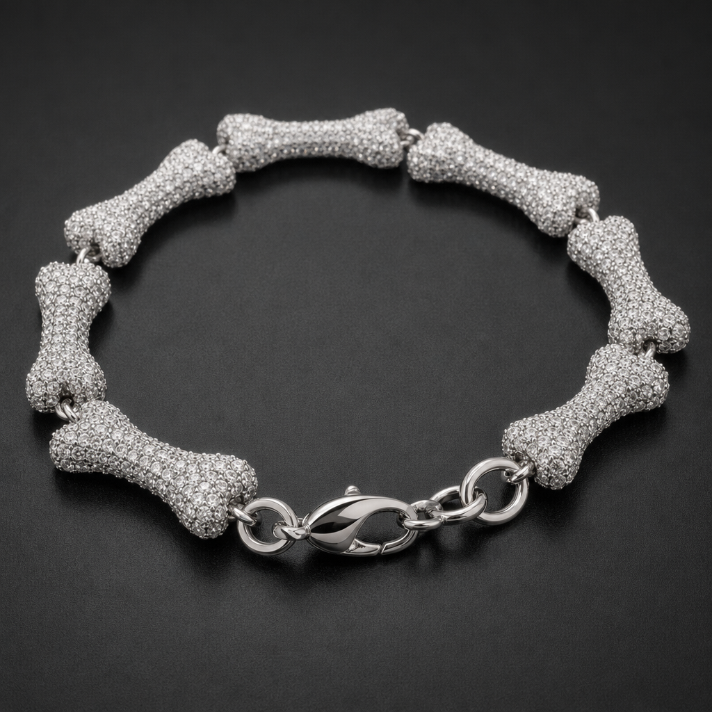 【Ice160】Bone Chain Bracelet 石留め・留め具・細部が分かるディテール画像