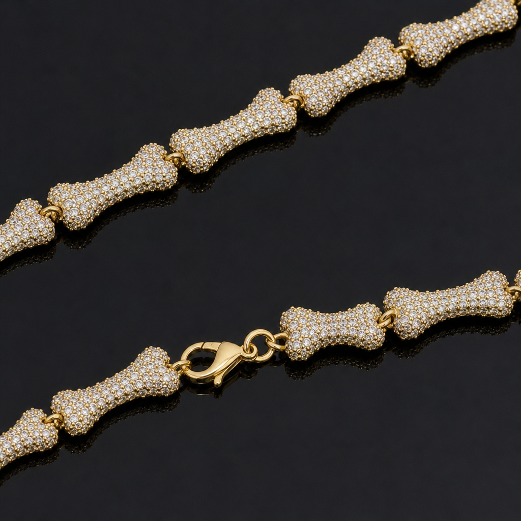 【Ice161】Bone Chain Necklace 石留め・留め具・細部が分かるディテール画像