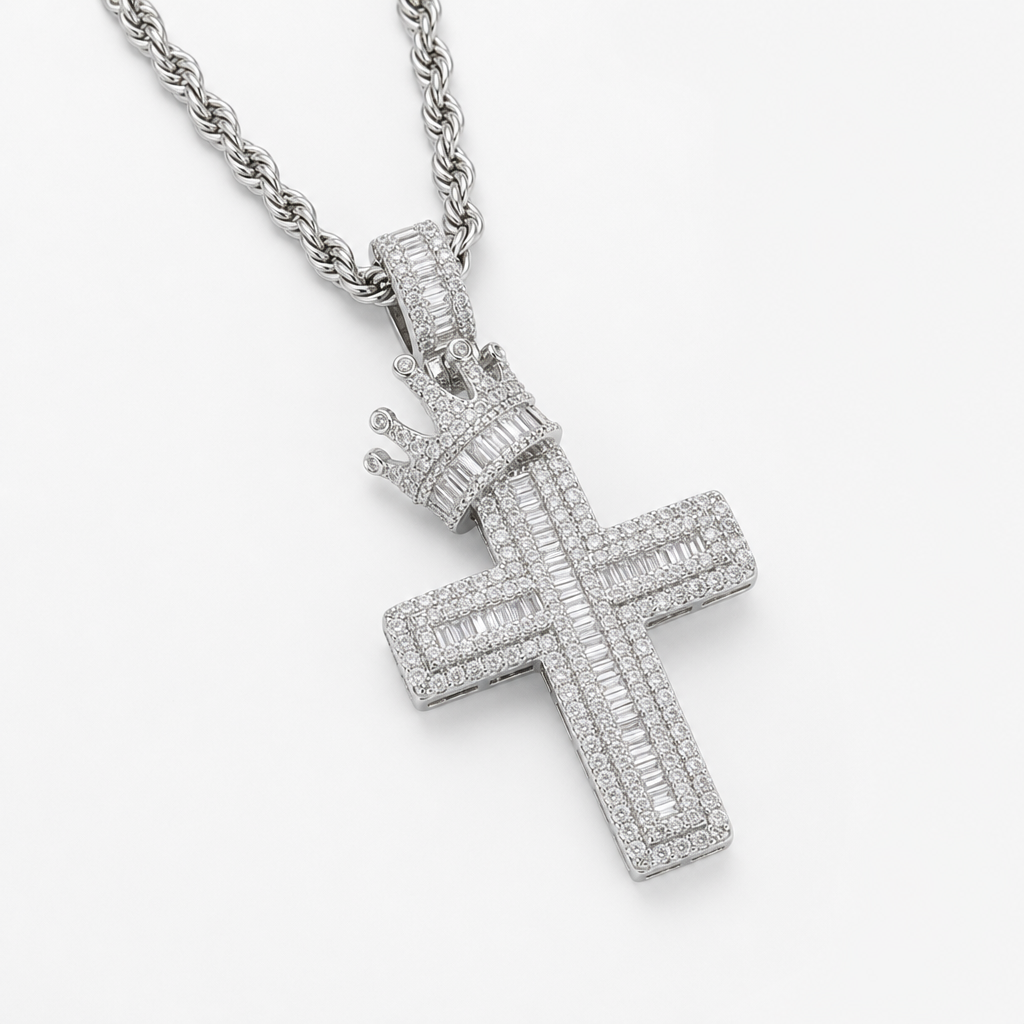 【Ice166】Crown Cross Necklace 全体が分かる商品画像