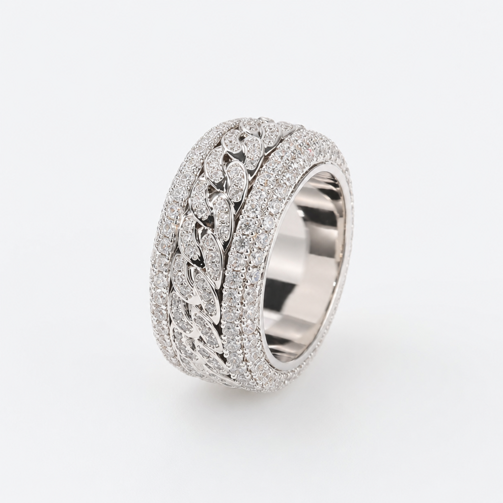 【Ice167】Rotating Cuban Ring 全体が分かる商品画像