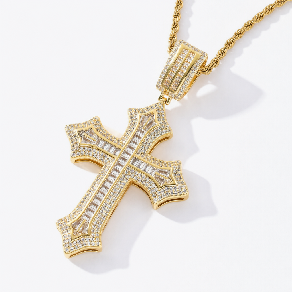 【Ice177】Box Line Cross Pendant 全体が分かる商品画像