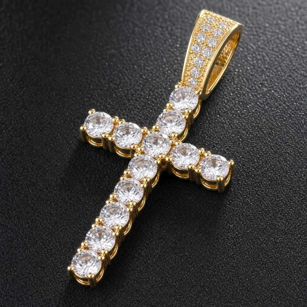【Ice178】OG Cross Pendant 石留め・留め具・細部が分かるディテール画像