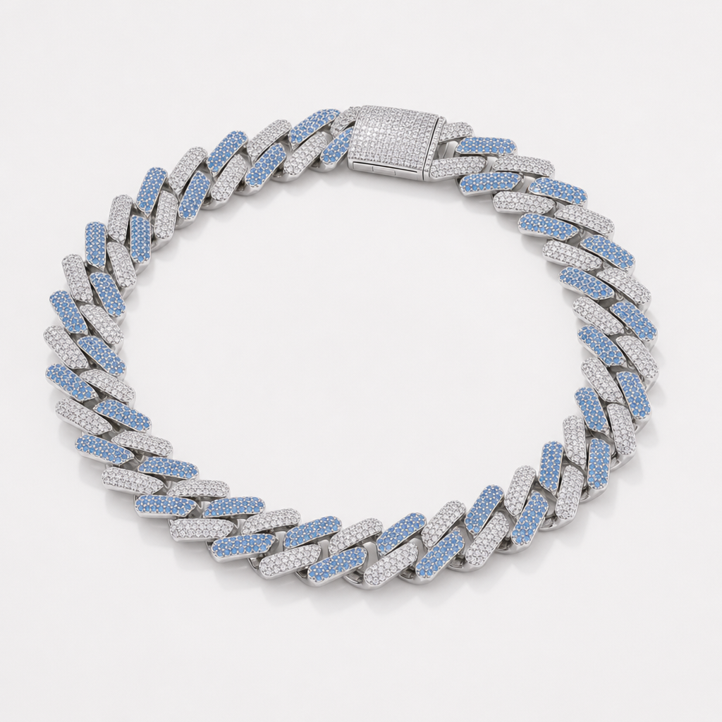 【Ice180】Bi-color Miami Cuban Chain Necklace 全体が分かる商品画像