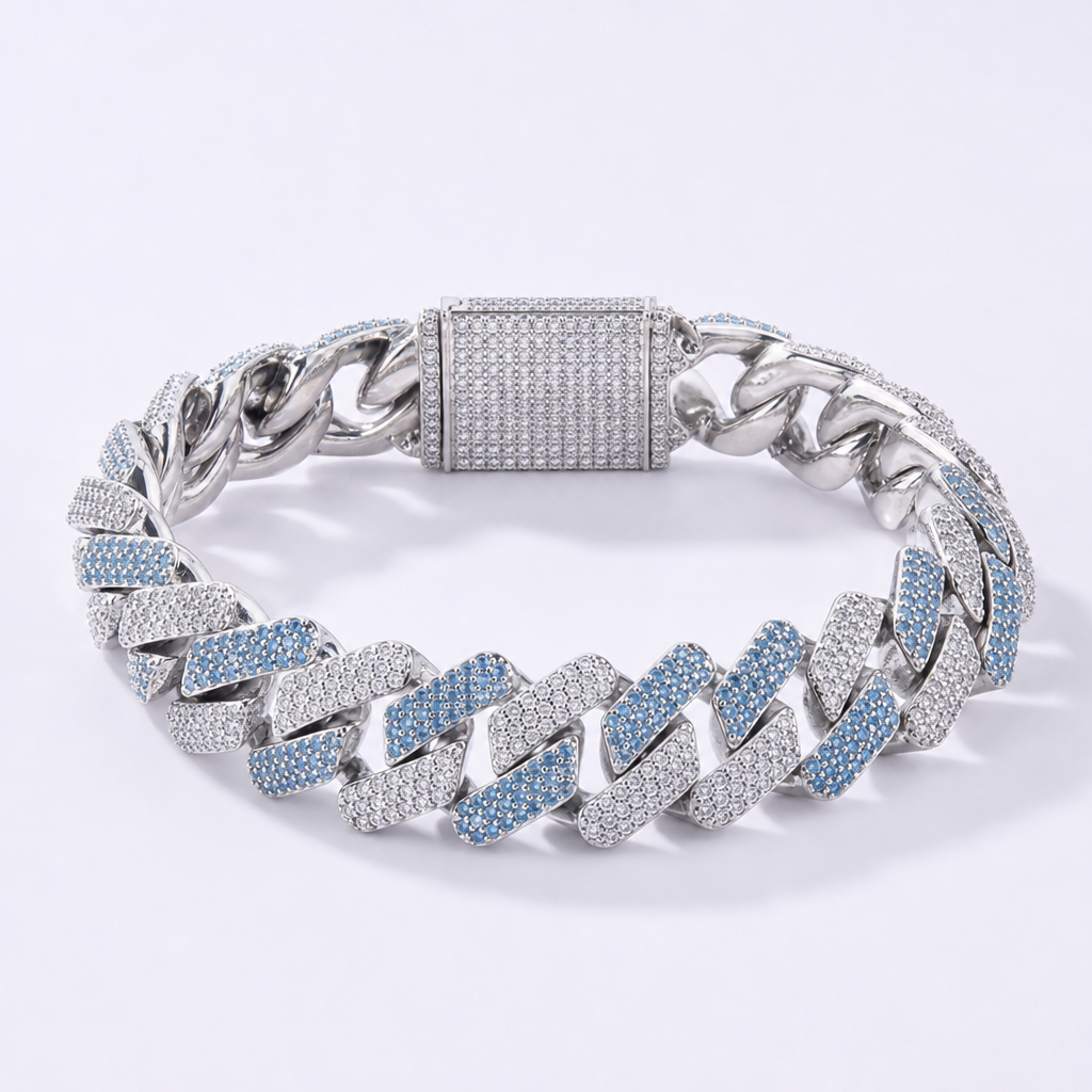 【Ice181】Bi-color Miami Cuban Chain Bracelet 全体が分かる商品画像