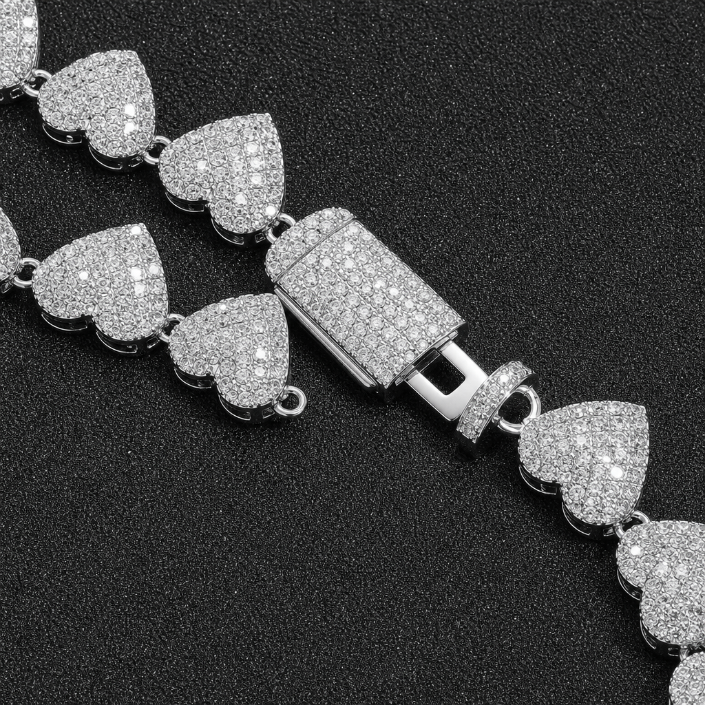 【Ice183】Love Core Chain Necklace 石留め・留め具・細部が分かるディテール画像