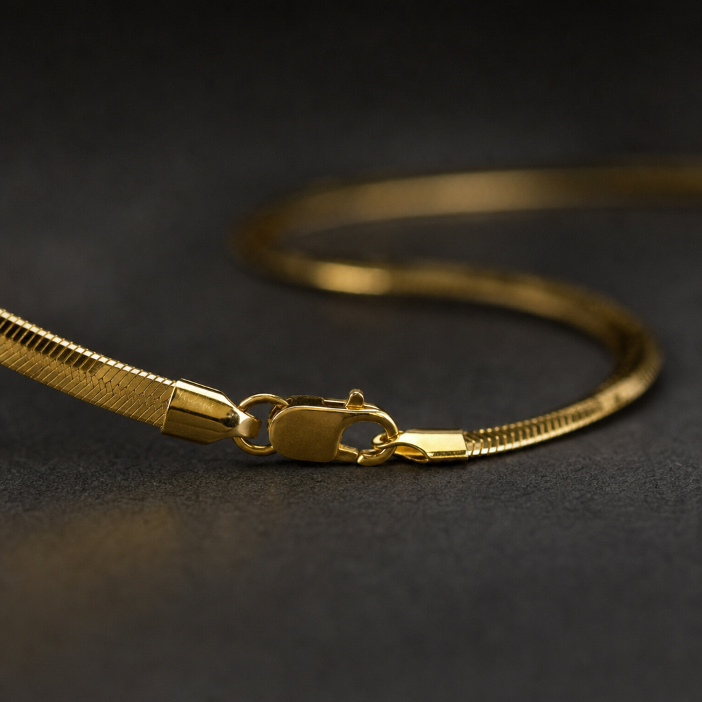 【Ice186】Snake Chain Necklace 石留め・留め具・細部が分かるディテール画像