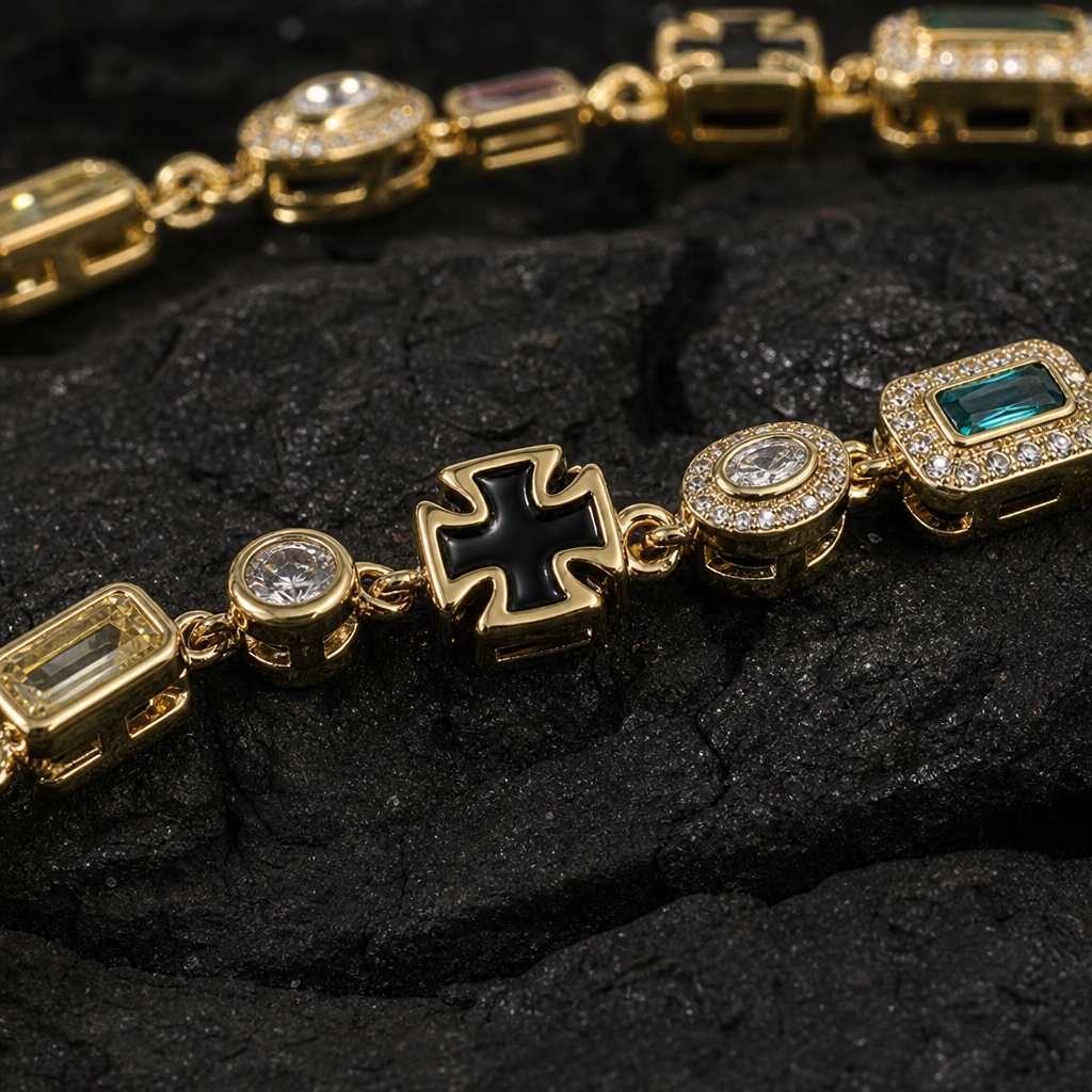 【Ice187】Precious Color Chain Bracelet 石留め・留め具・細部が分かるディテール画像