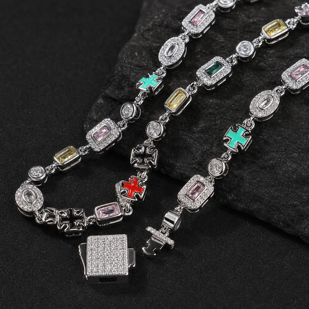 【Ice191】Precious Color Chain Necklace 石留め・留め具・細部が分かるディテール画像
