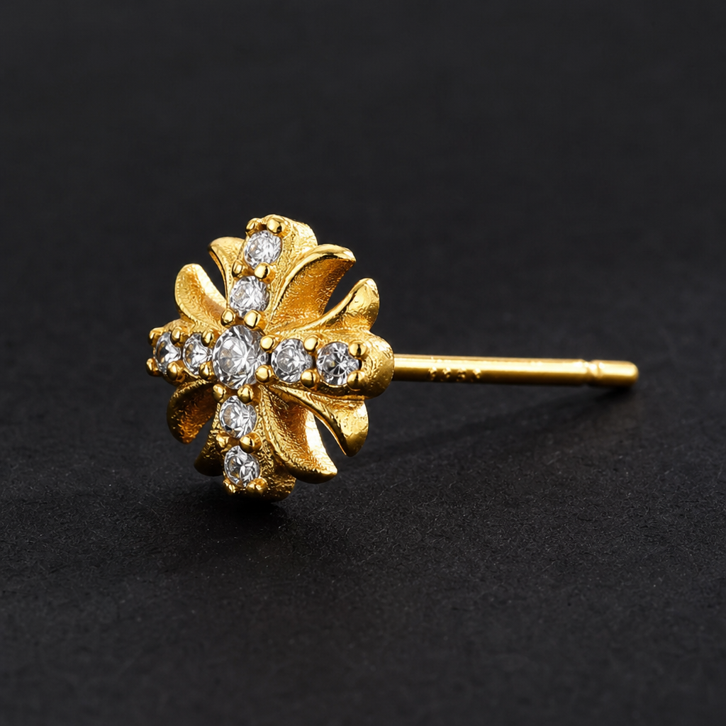 【Ice204】Oxidation Cross Pierce 石留め・留め具・細部が分かるディテール画像