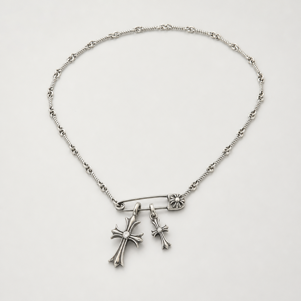 【Ice218】Luxury Cross Pin Necklace 全体が分かる商品画像