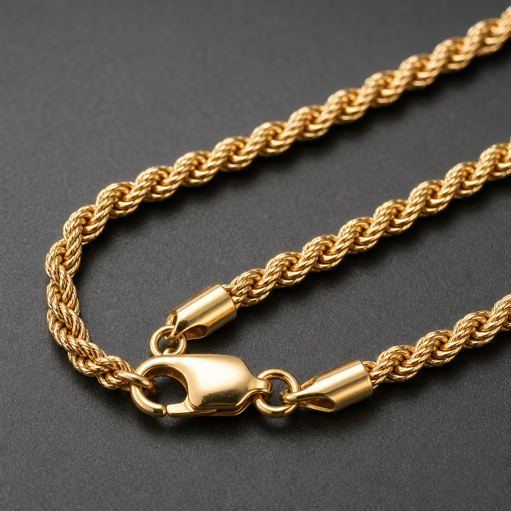 【Ice22】Rope Chain Necklace 石留め・留め具・細部が分かるディテール画像