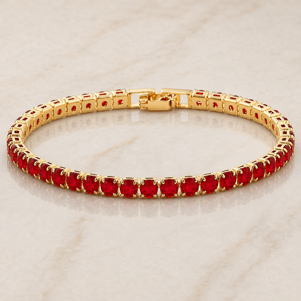 【Ice220】Red Tennis Chain Bracelet 全体が分かる商品画像