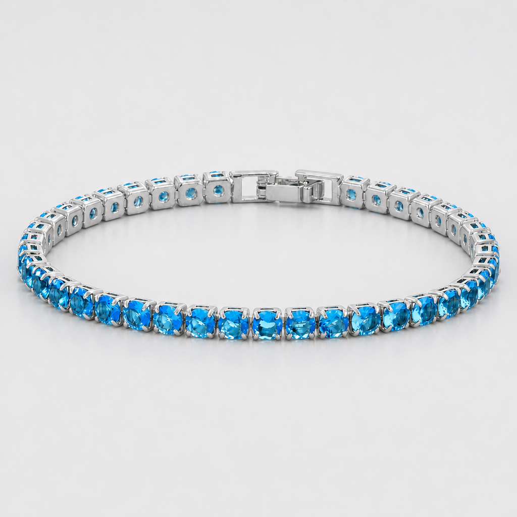 【Ice221】Blue Tennis Chain Bracelet 全体が分かる商品画像