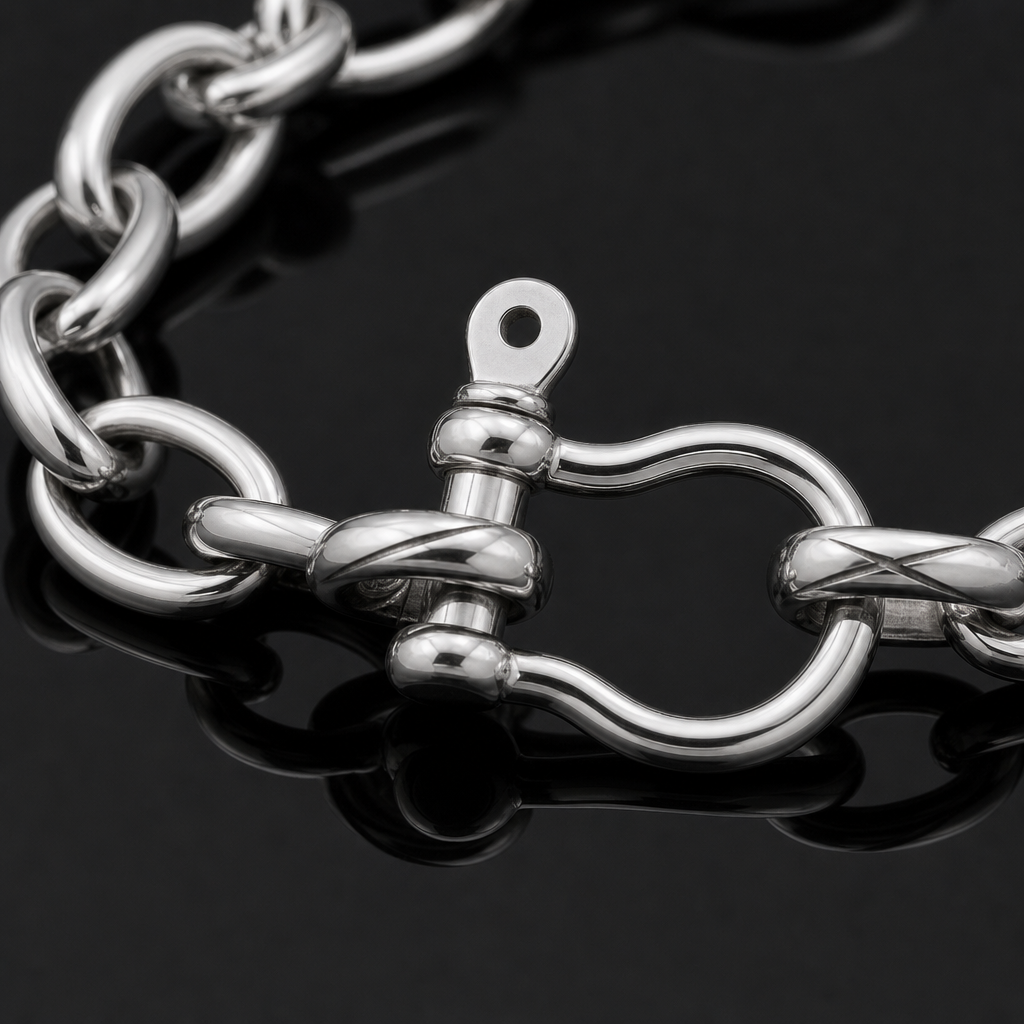 【Ice225】Horseshoe Chain Bracelet 石留め・留め具・細部が分かるディテール画像